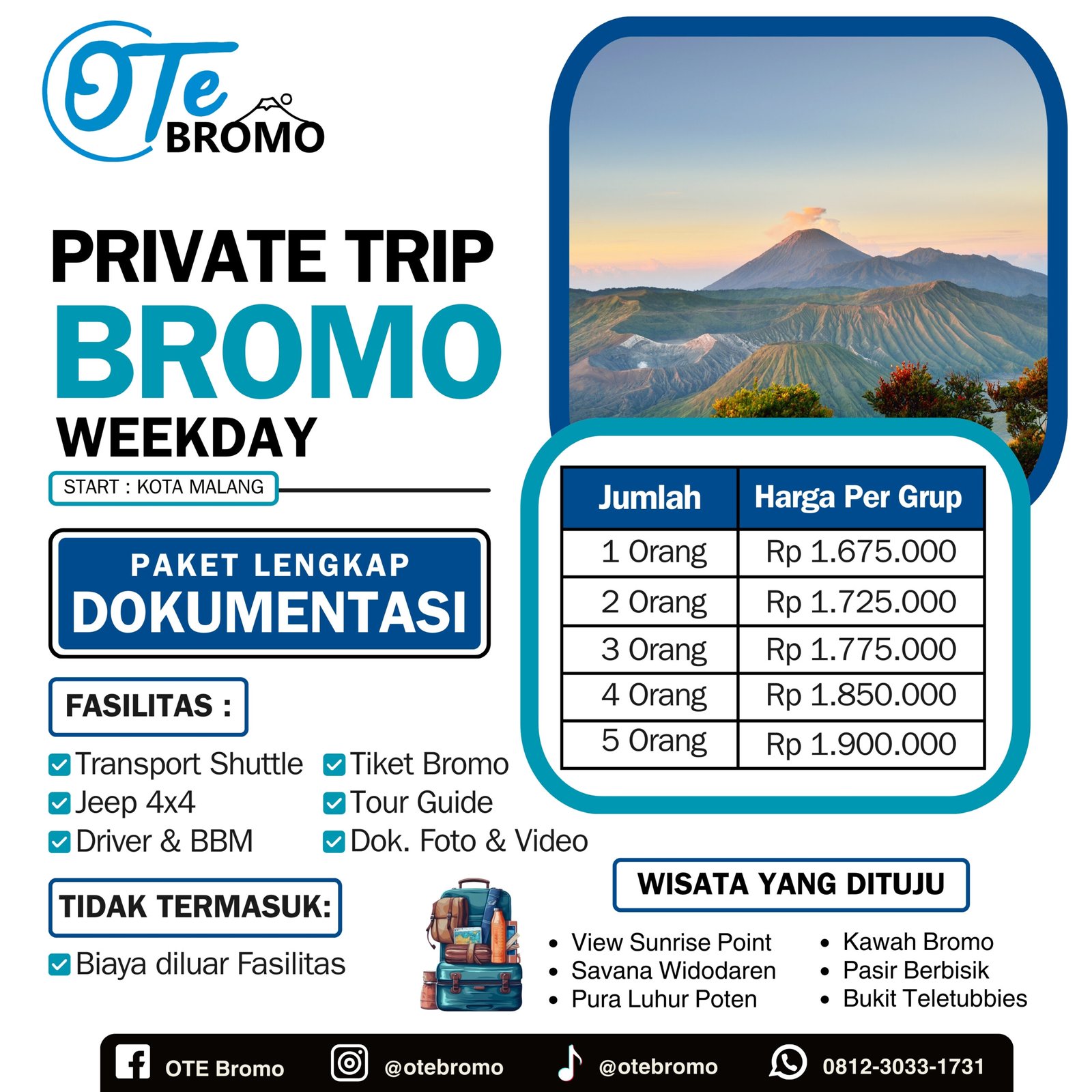 Private Trip Bromo Weekday Plus Harga